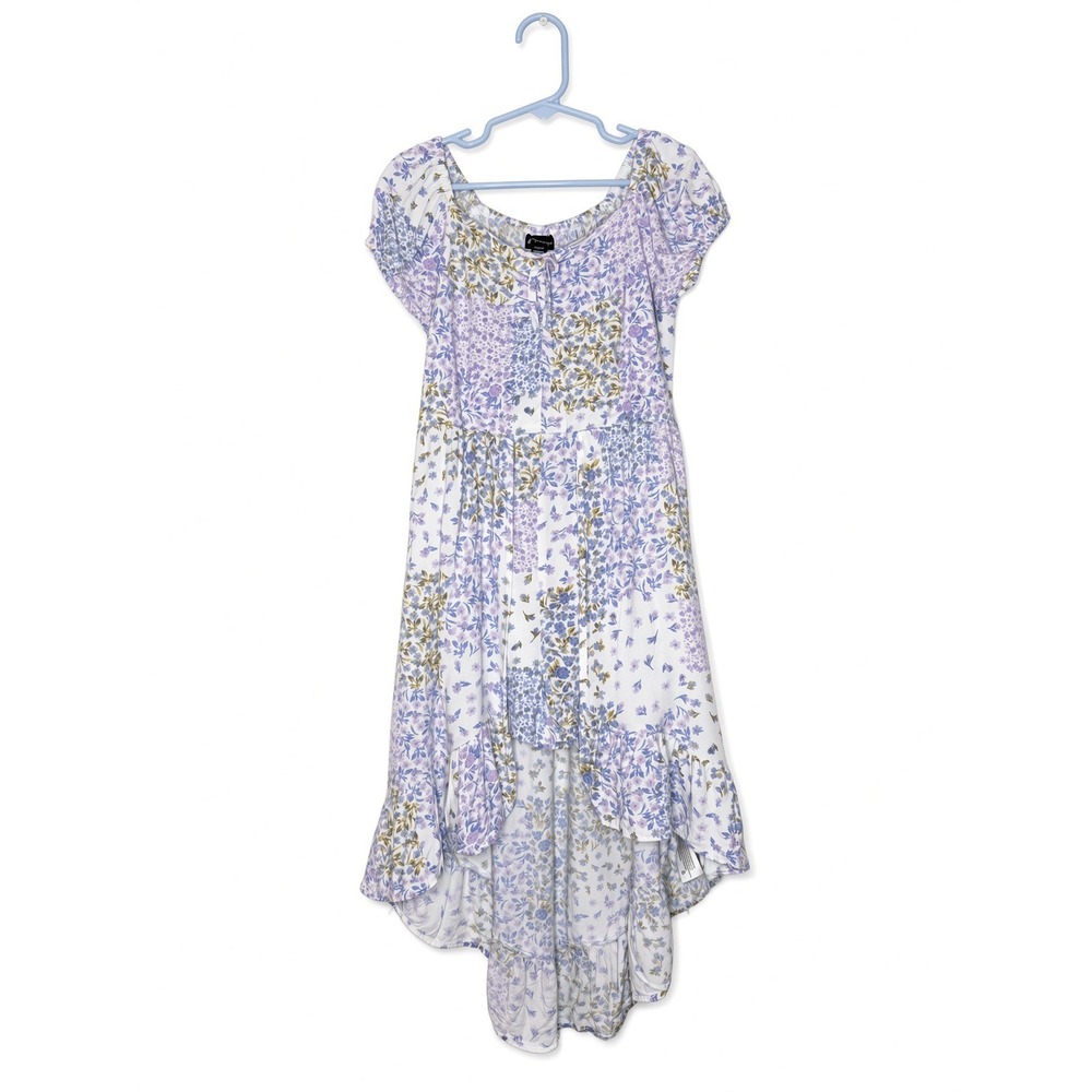 Art Class Girls Purple Floral Hi-Low Romper Dress Size 6-7 Patchwork Print